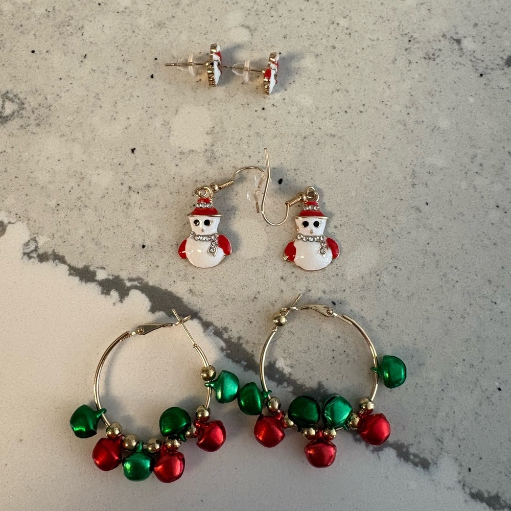Christmas earrings three pairs